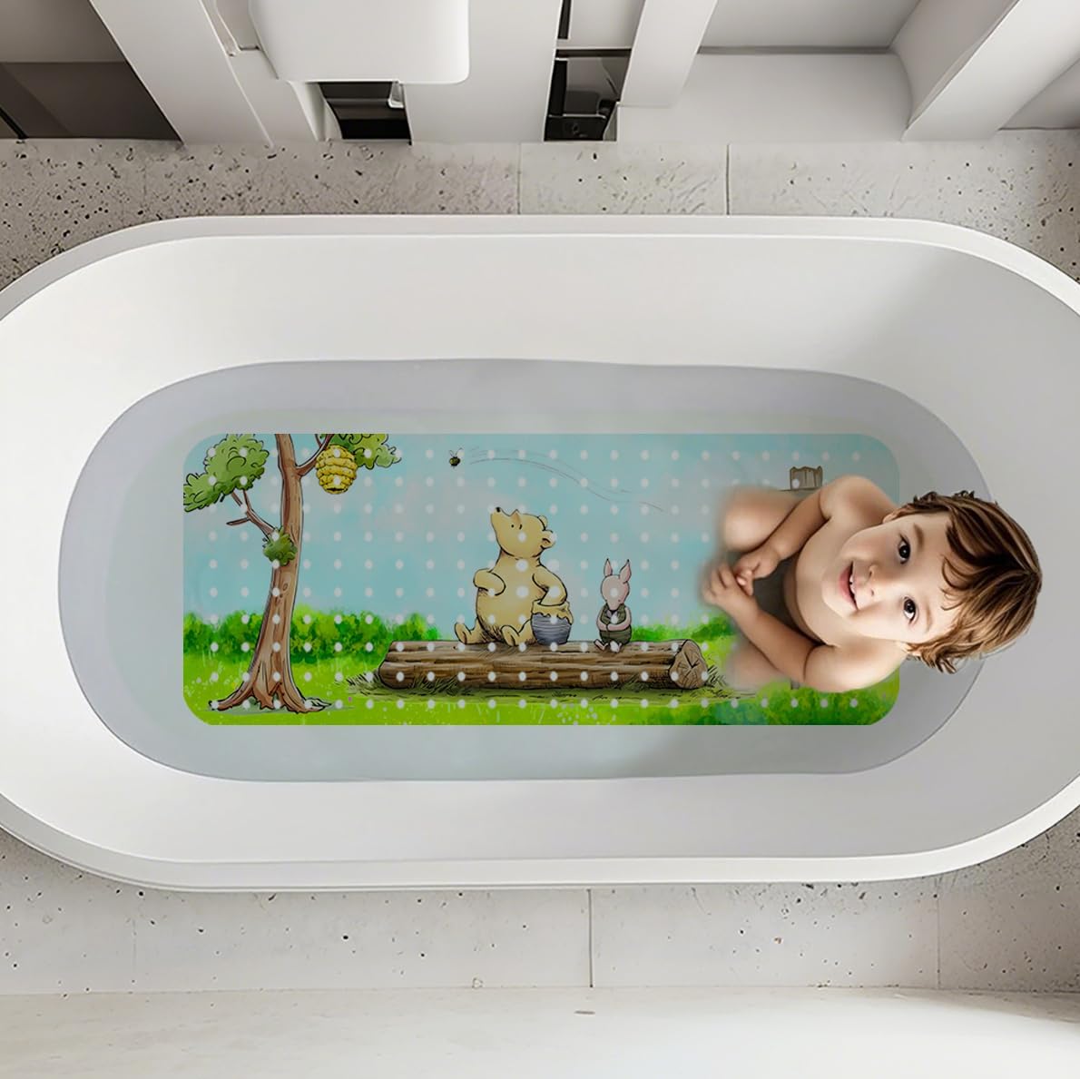 Baby Bath Mat Winnie Cartoon Kids Bathtub Mat Non Slip 40x16 Inch