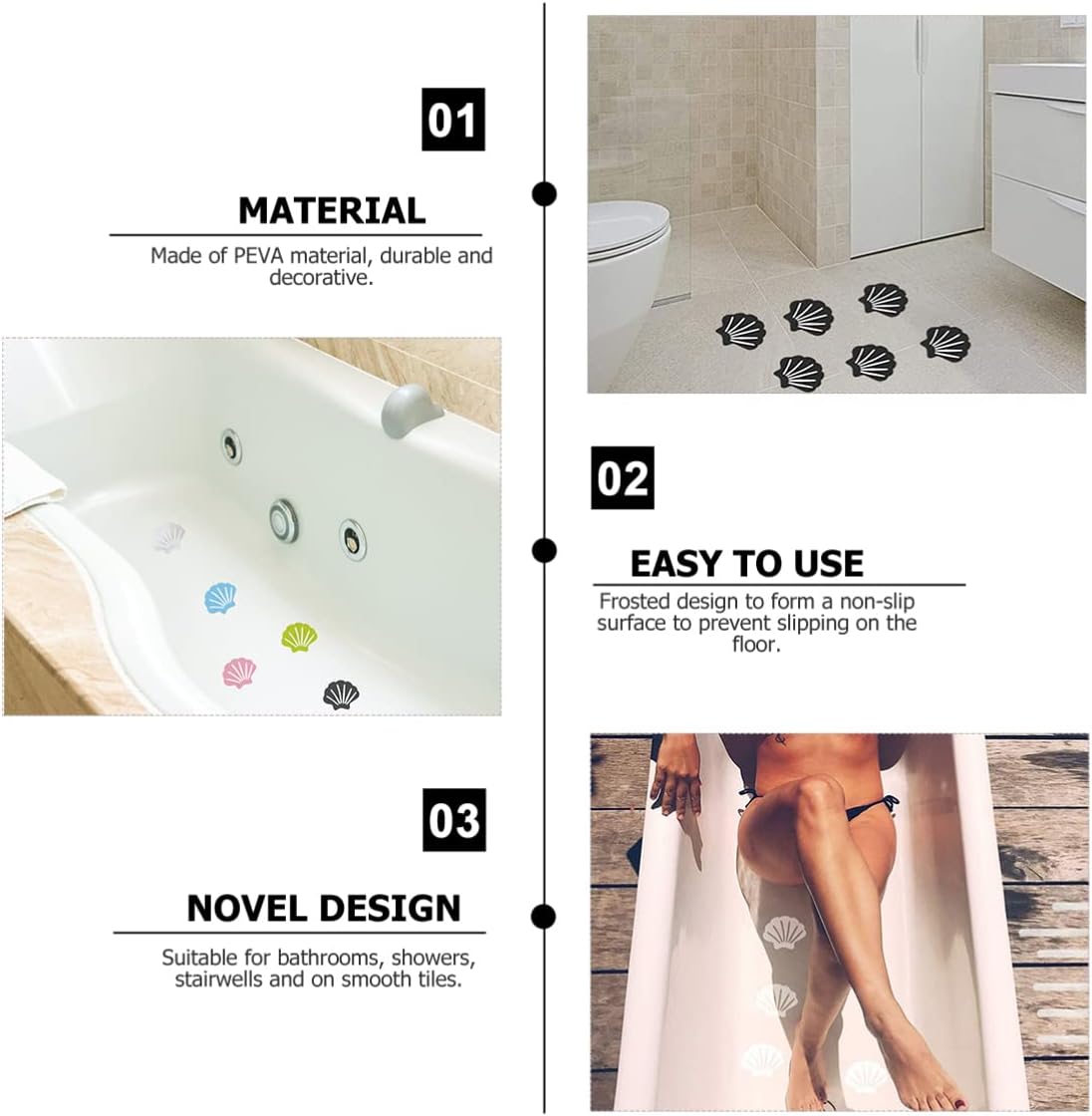 Ergonomic Non-Slip Stickers for Bathtubs more
