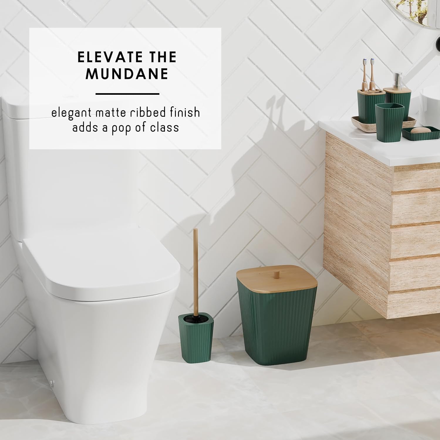 Clara Clark 6-Piece Hunter Green Bathroom Set - spa-like bath Accessories