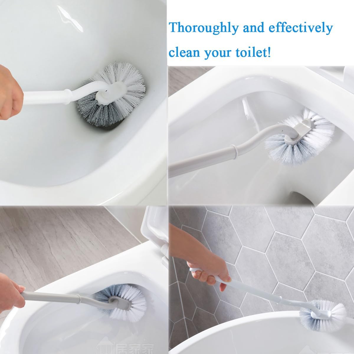 Curved Toilet Brush with Holder for Deep_cleaning Under the Rim