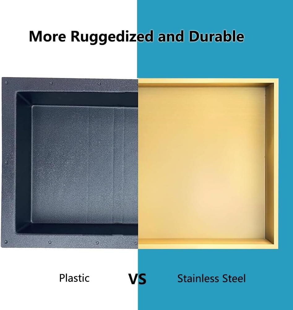 Gold-Trimmed Stainless Steel Shower Organizer