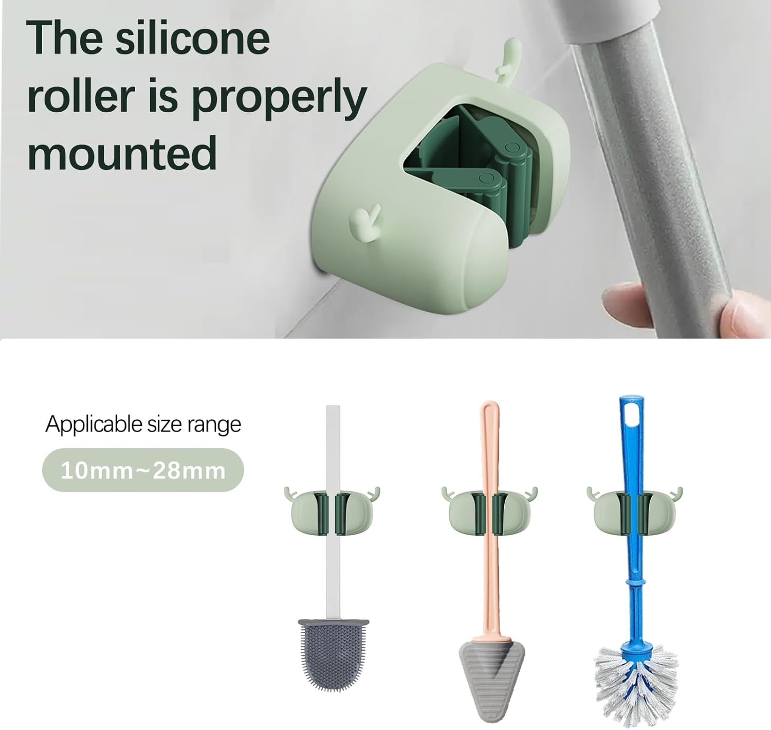 Toilet Brush Holder 2Pcs - Green Wall Mount Clorox Compatible