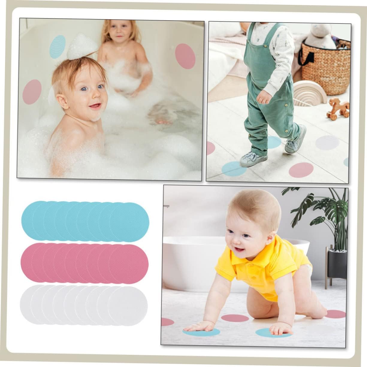Cabilock 72pcs Self-Adhesive Non-Slip Round Decals for Bathroom Stairs