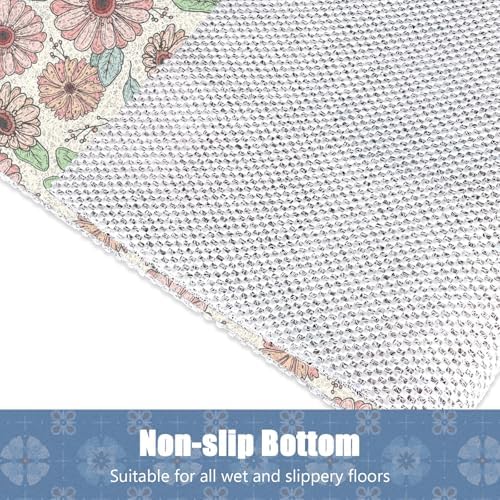 COKHDHSquare Non-Slip Flower Shower Mat 48x24