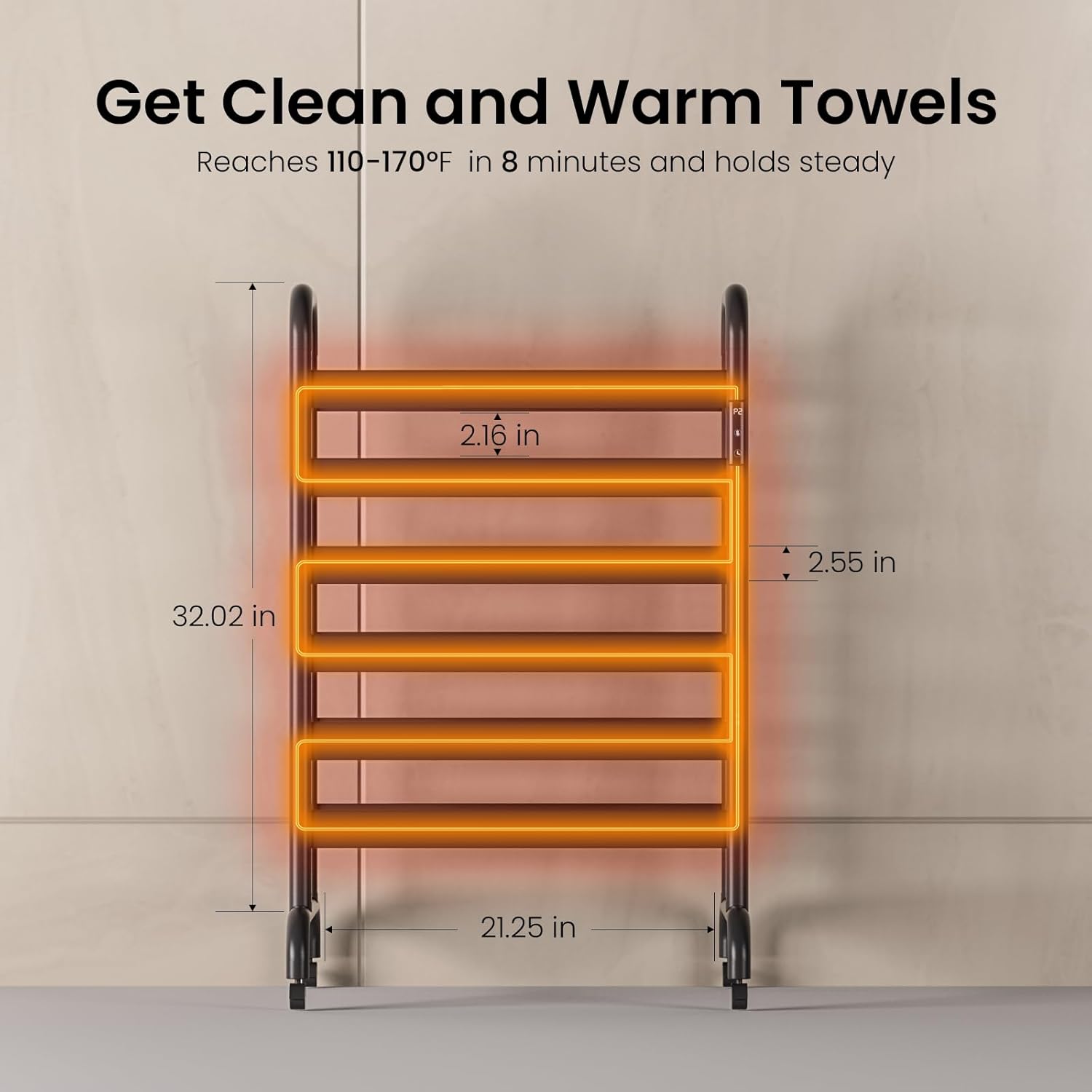 Electric Towel Warmer 12 Bars Constant Temperature Durable Energy Efficient