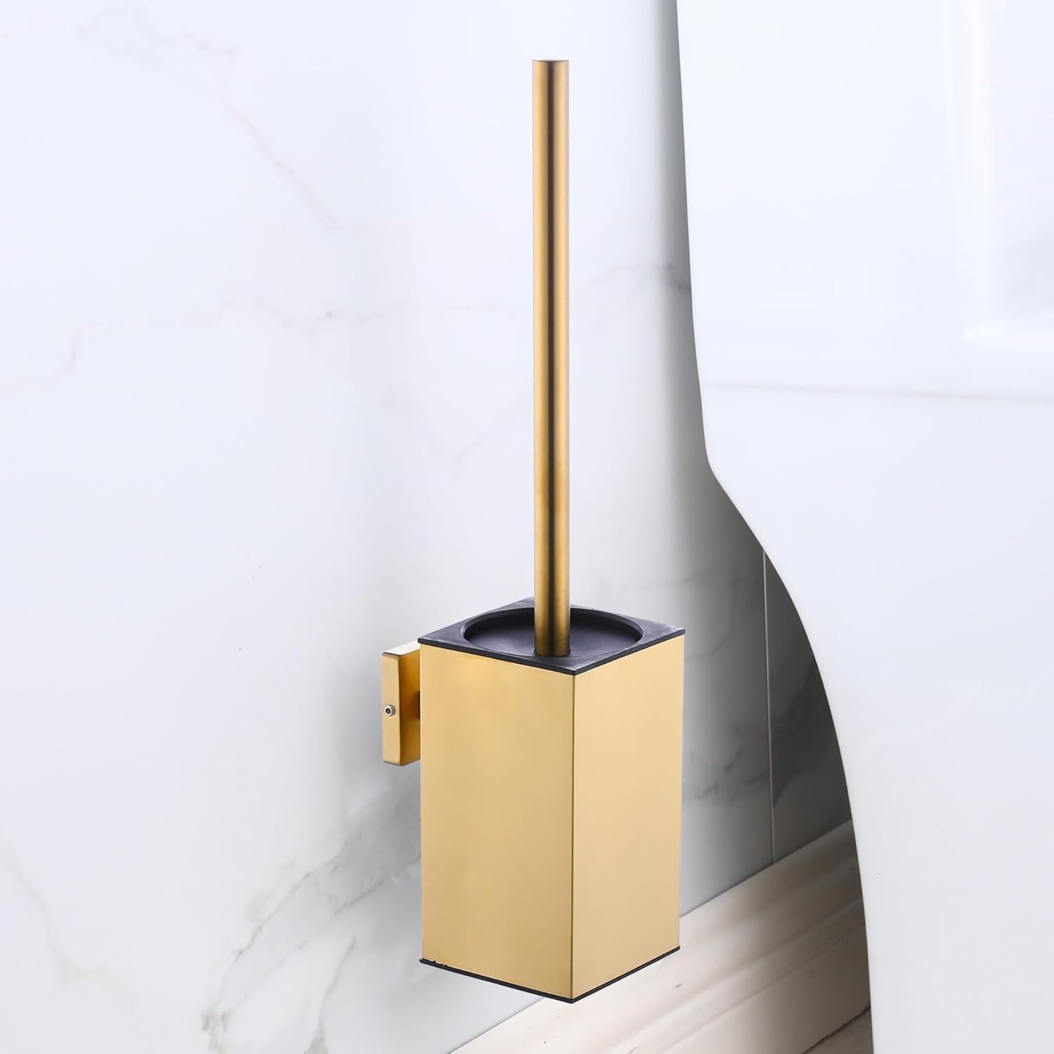 Stainless Steel Square Toilet Brush with Holder and Lid