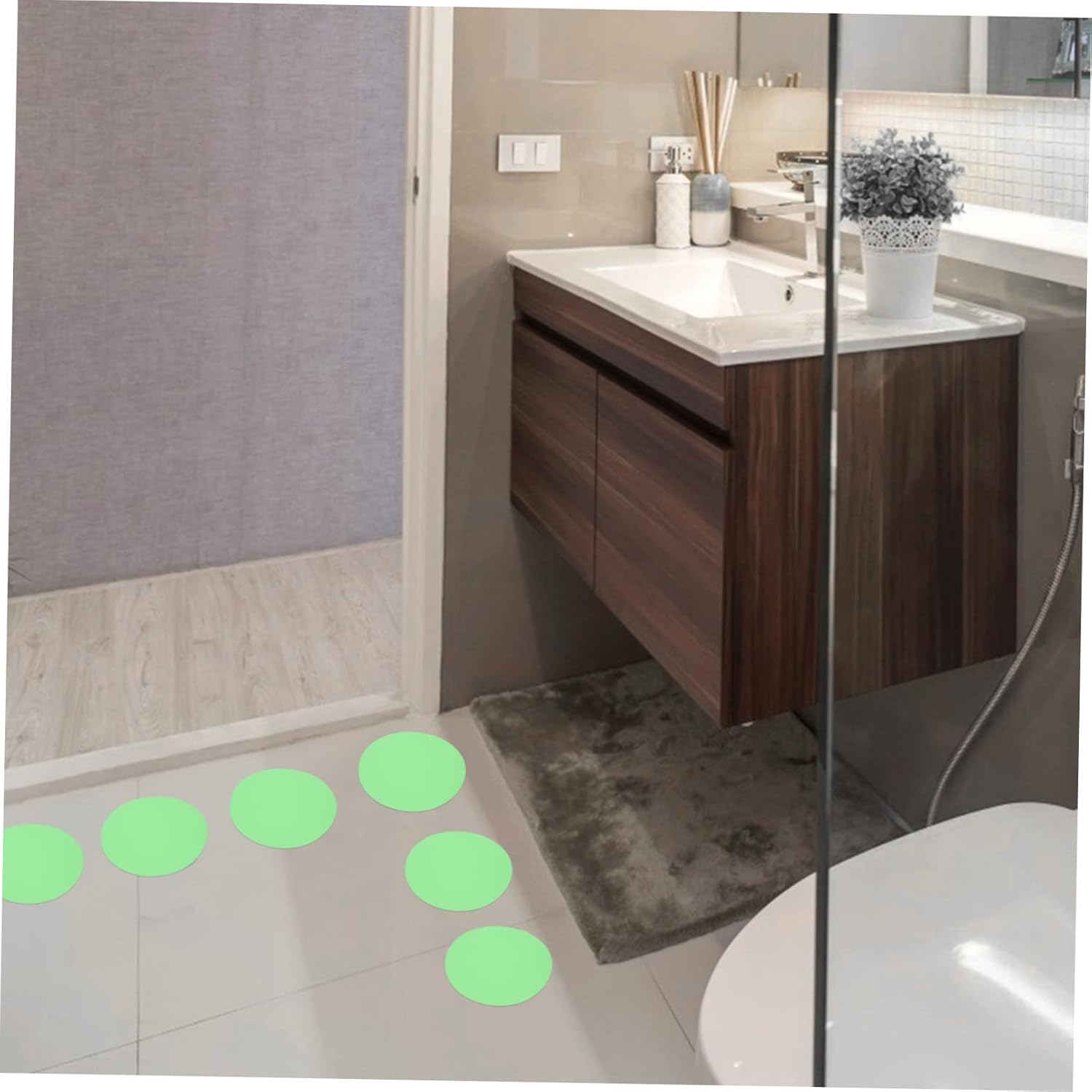 20-Piece Luminous Non-Slip Bathroom Tiles with Adhesive for Safe Use