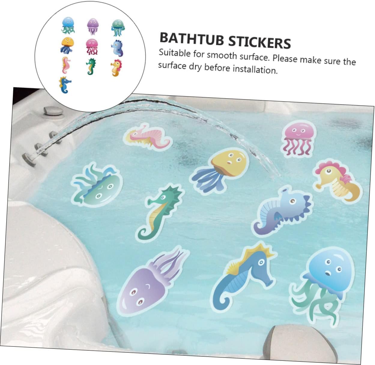 Ciieeo 10pcs Cartoon Bathtub Stickers for Bathroom Decoration