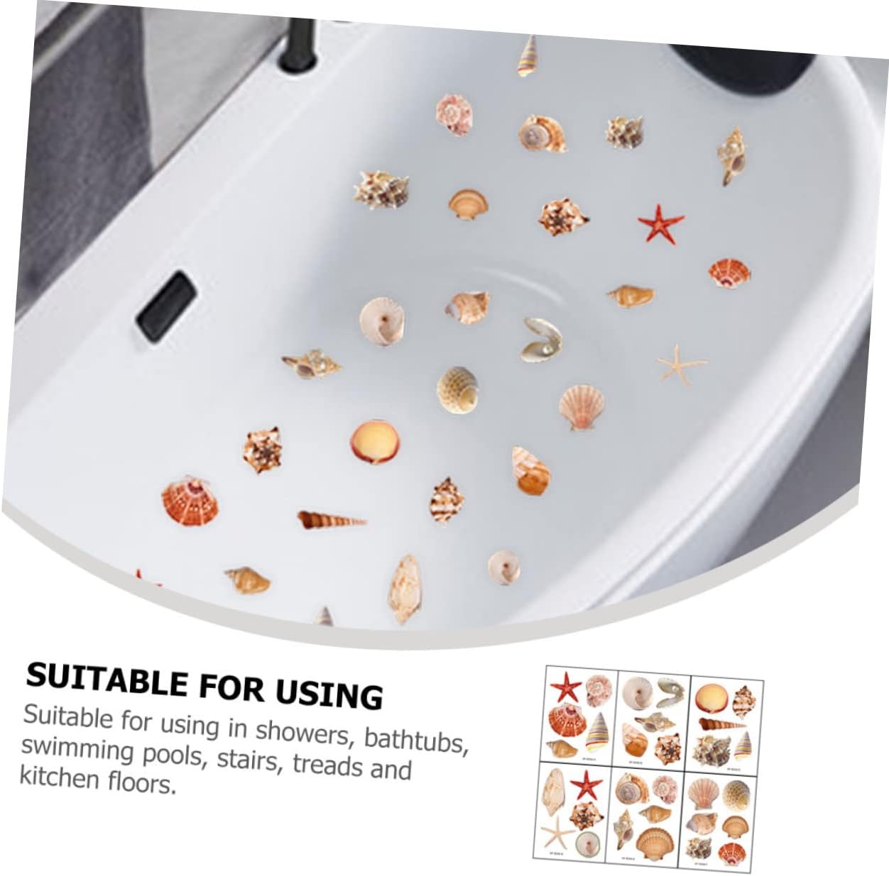 Ciieeo Self-Adhesive Shell Pattern Bath Tub Stickers
