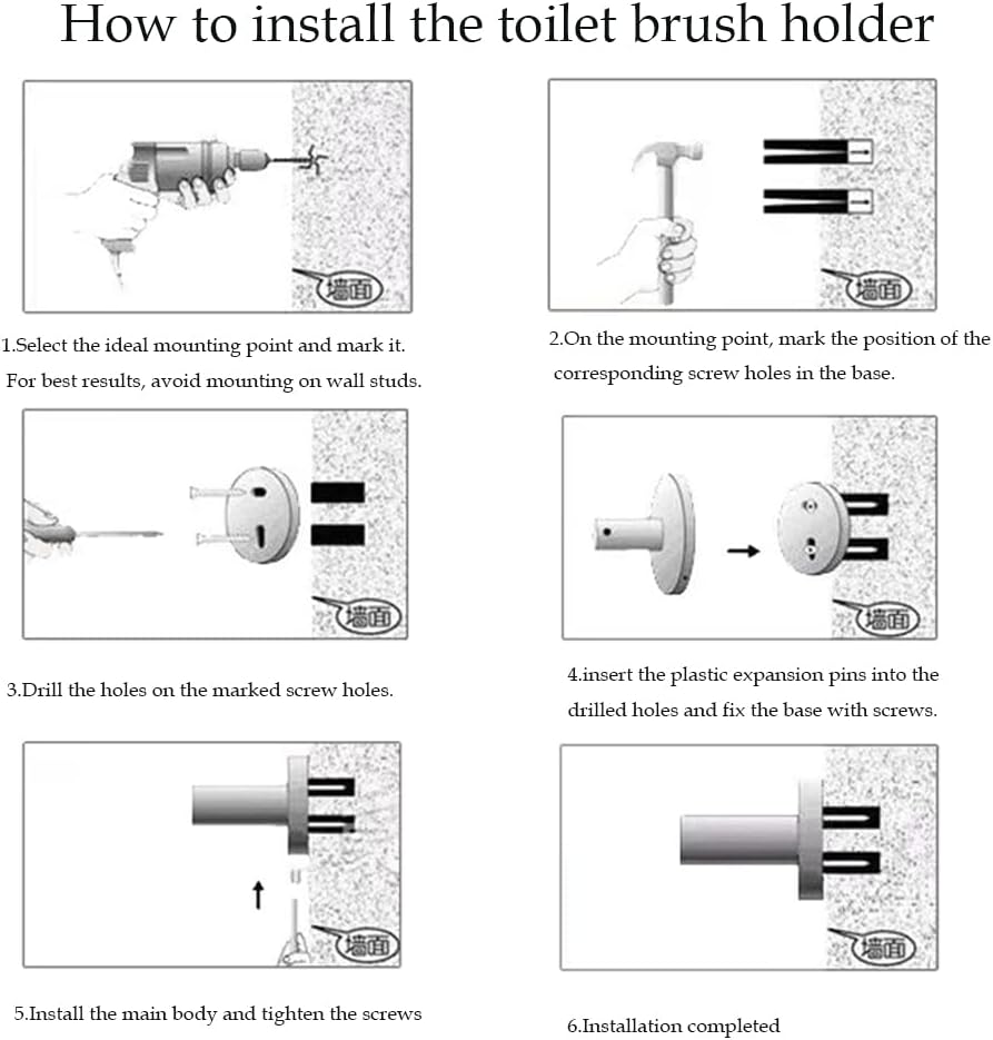 HSXJJ Gold Toilet Brush with_HOLDder Set - Removable Durable Space-Saving