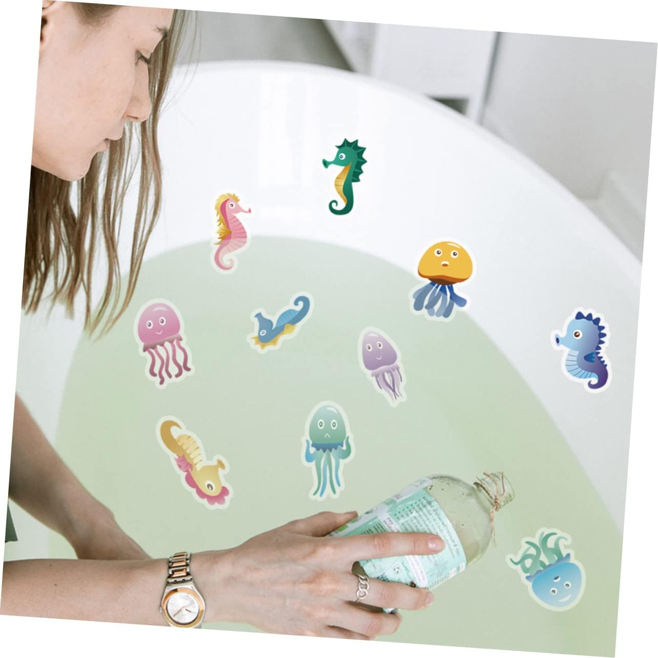Ciieeo 10pcs Cartoon Bathtub Stickers for Bathroom Decoration