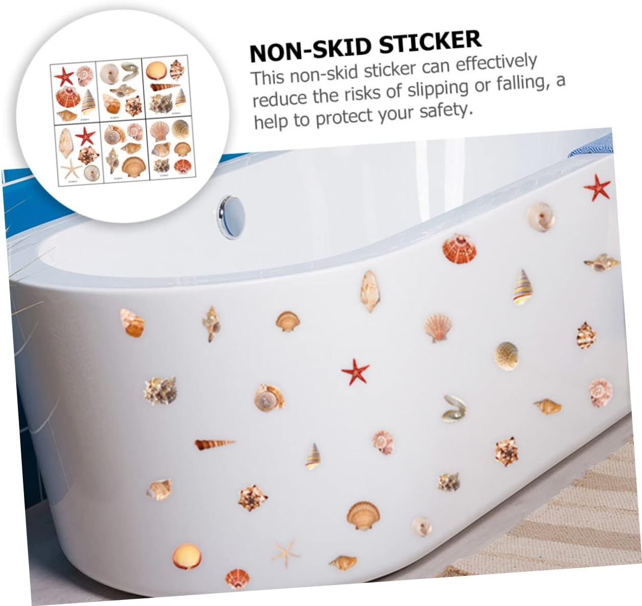 Ciieeo Self-Adhesive Shell Pattern Bath Tub Stickers