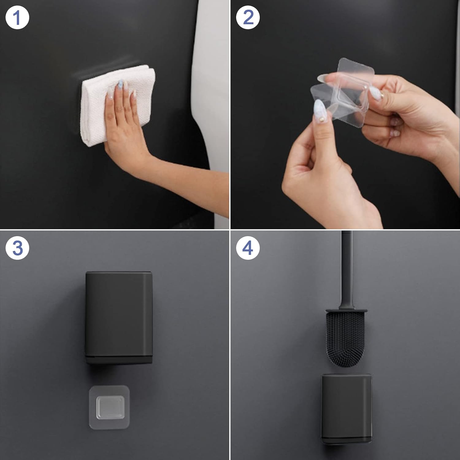 Micacorn Toilet Brush Set - TPR Bristles Wall Mounted Space-saving