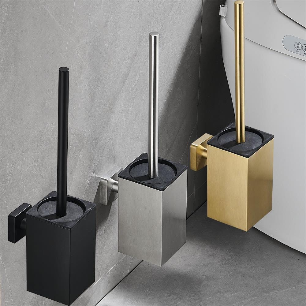 Stainless Steel Square Toilet Brush with Holder and Lid