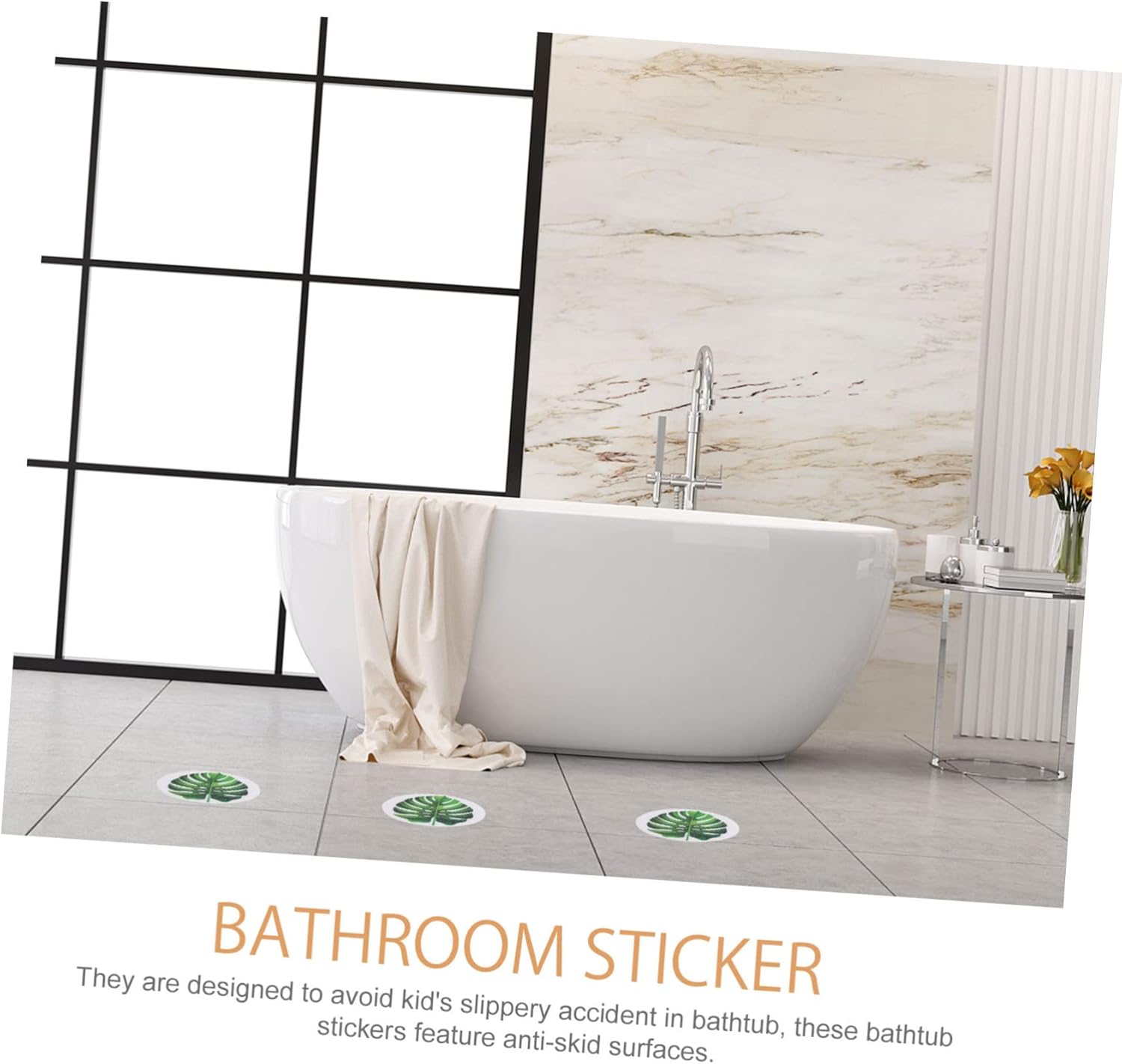 Ciieeo Leaf Pattern Bathtub Stickers Non-Slip Decor
