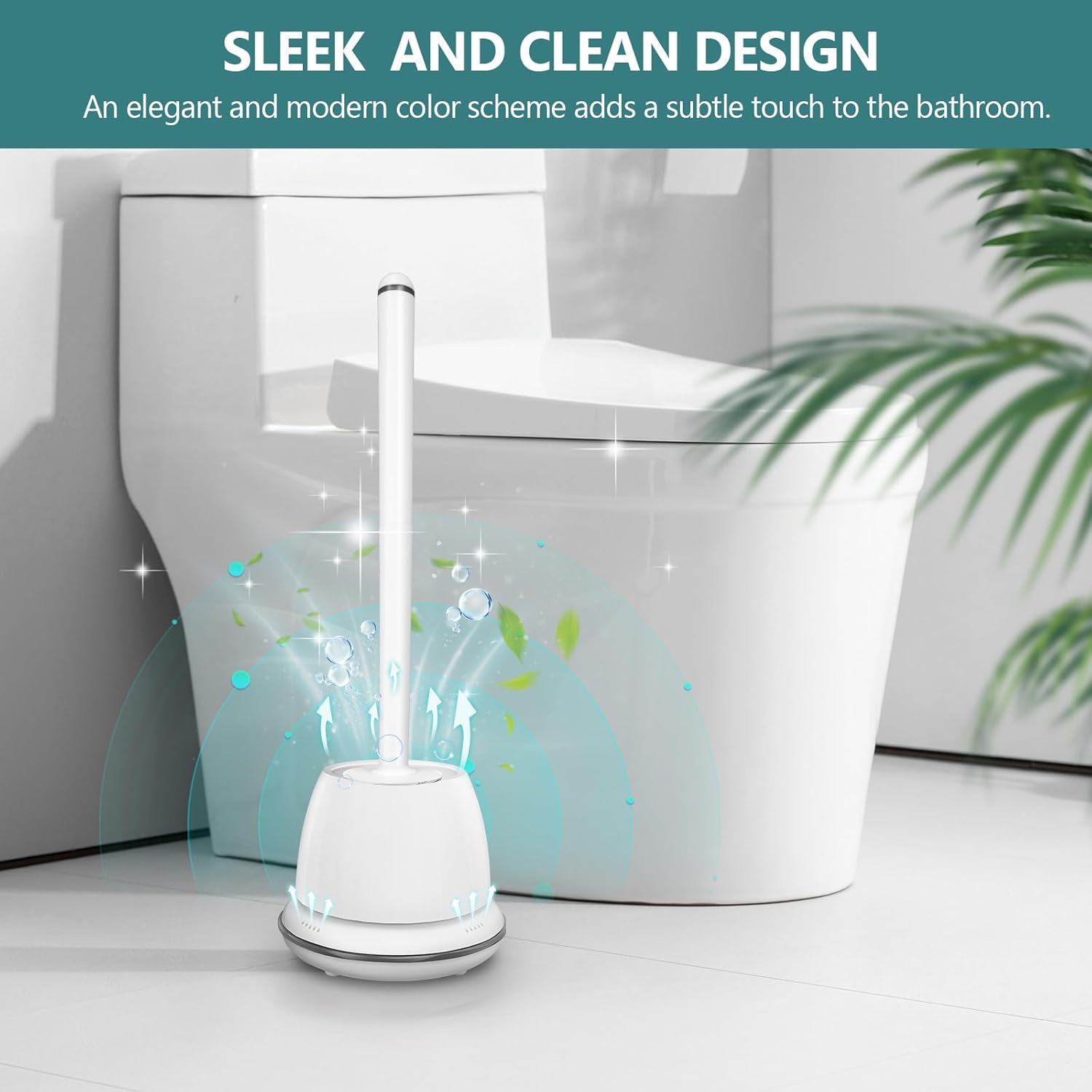 Gold Toilet Brush Set and Gray Holder Ventilated Drip-Proof Bathroom Accessory