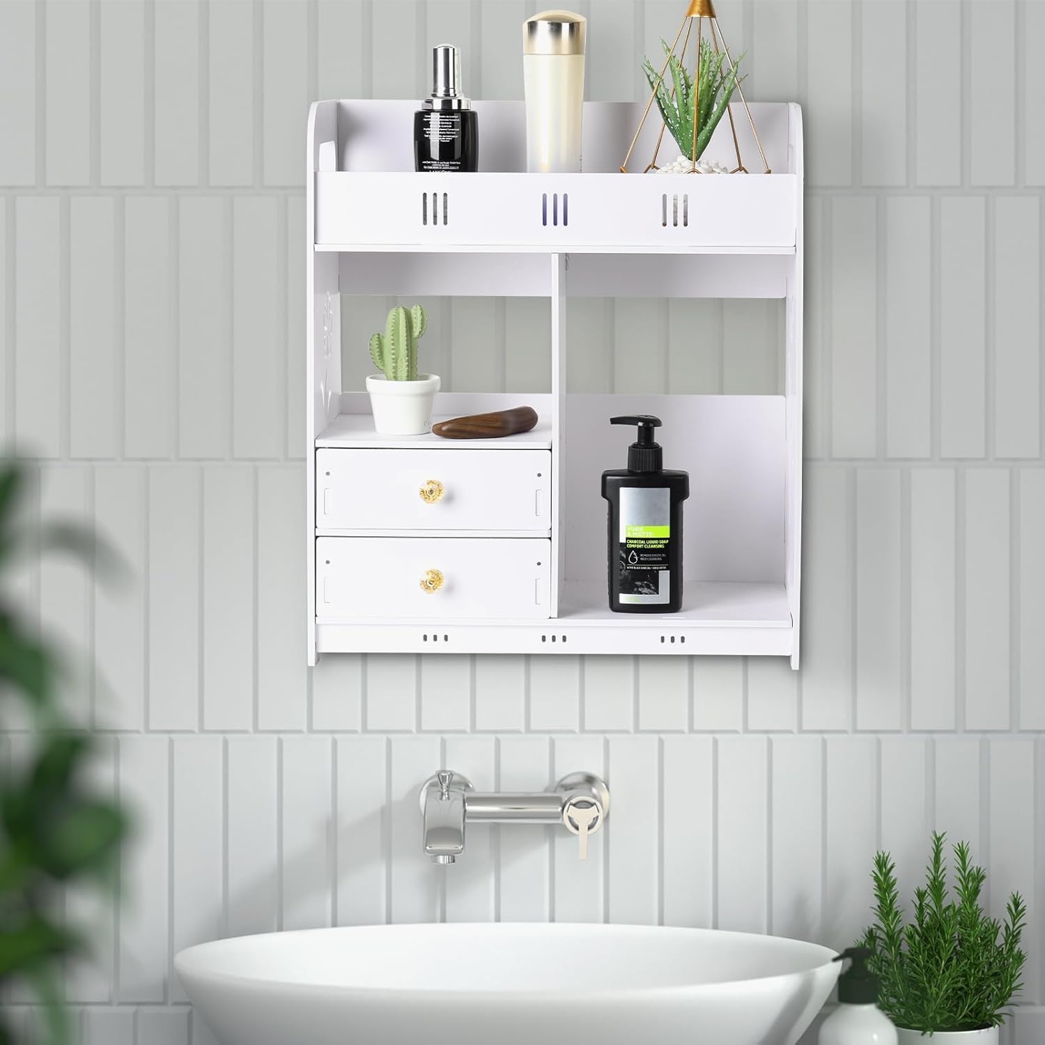 Bathroom Medicine Cabinet with 2 Doors and Adjustable Shelf