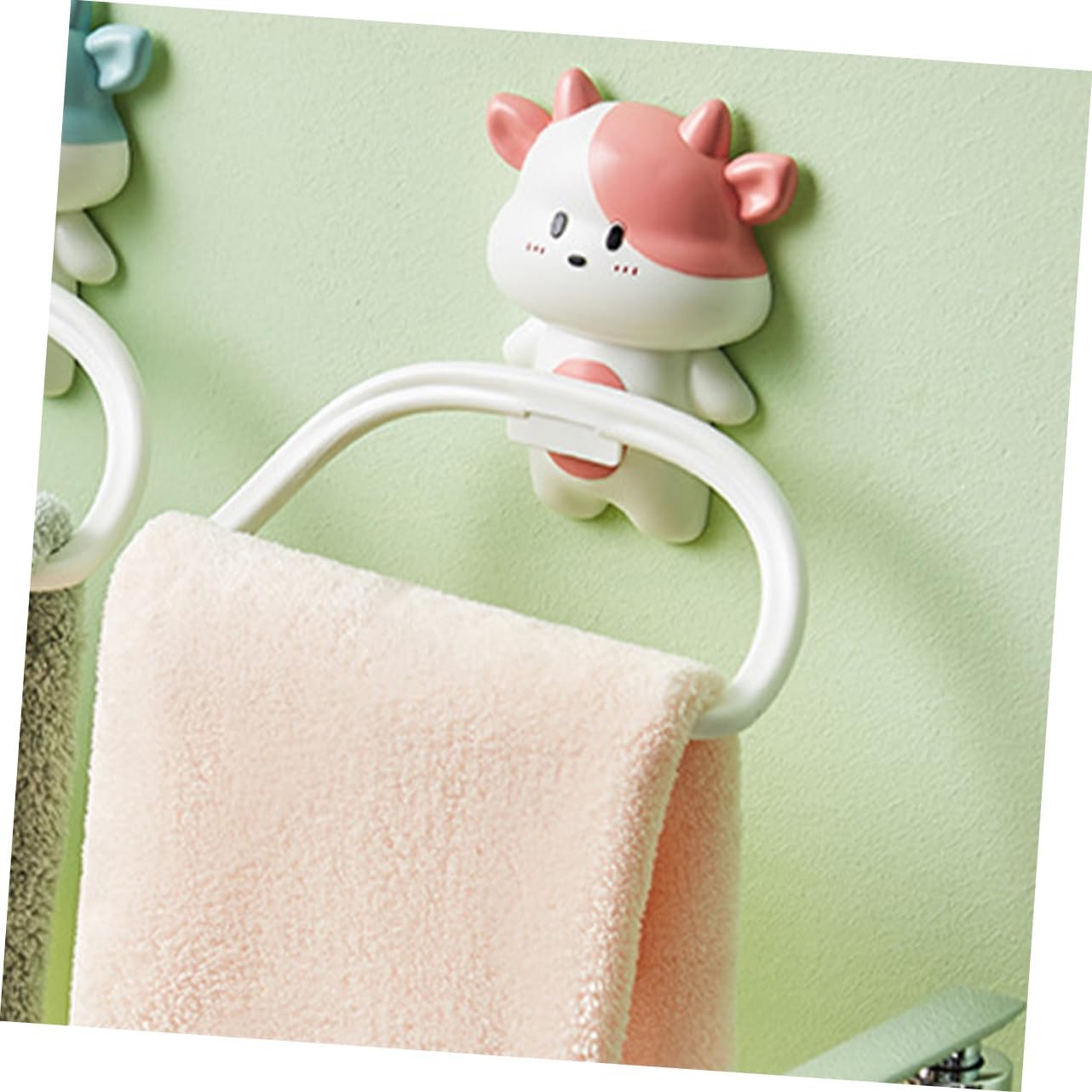 Cartoon Cow Wall Mounted Towel Rack No Drill Suction Cup Holder