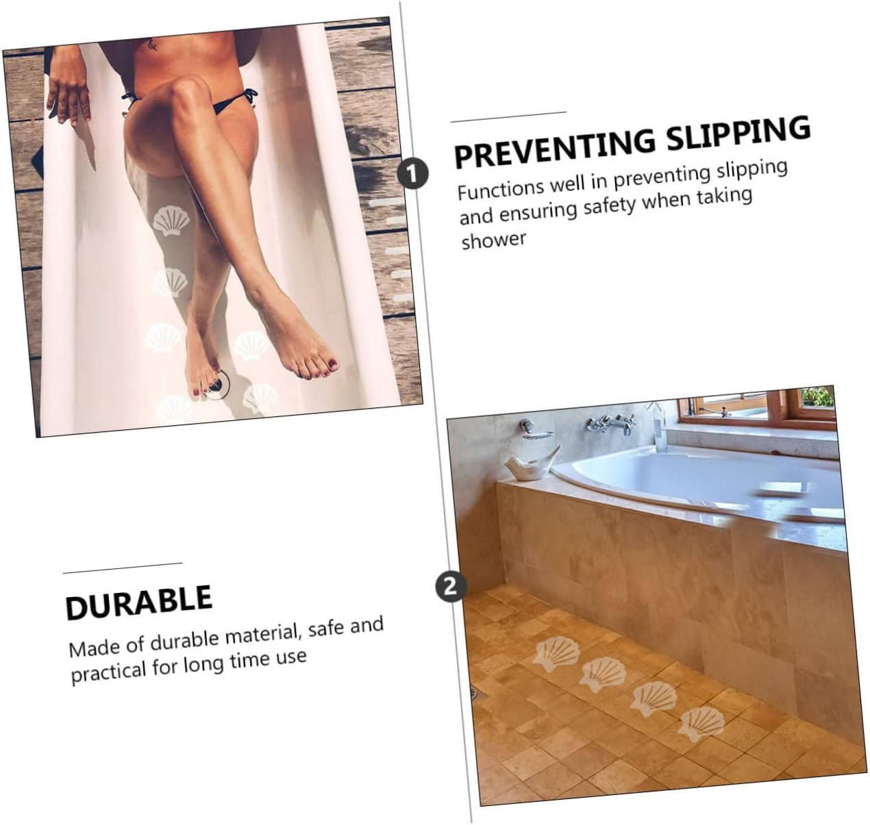 Ergonomic Non-Slip Bathroom Stickers - Perfect for Safety and Style