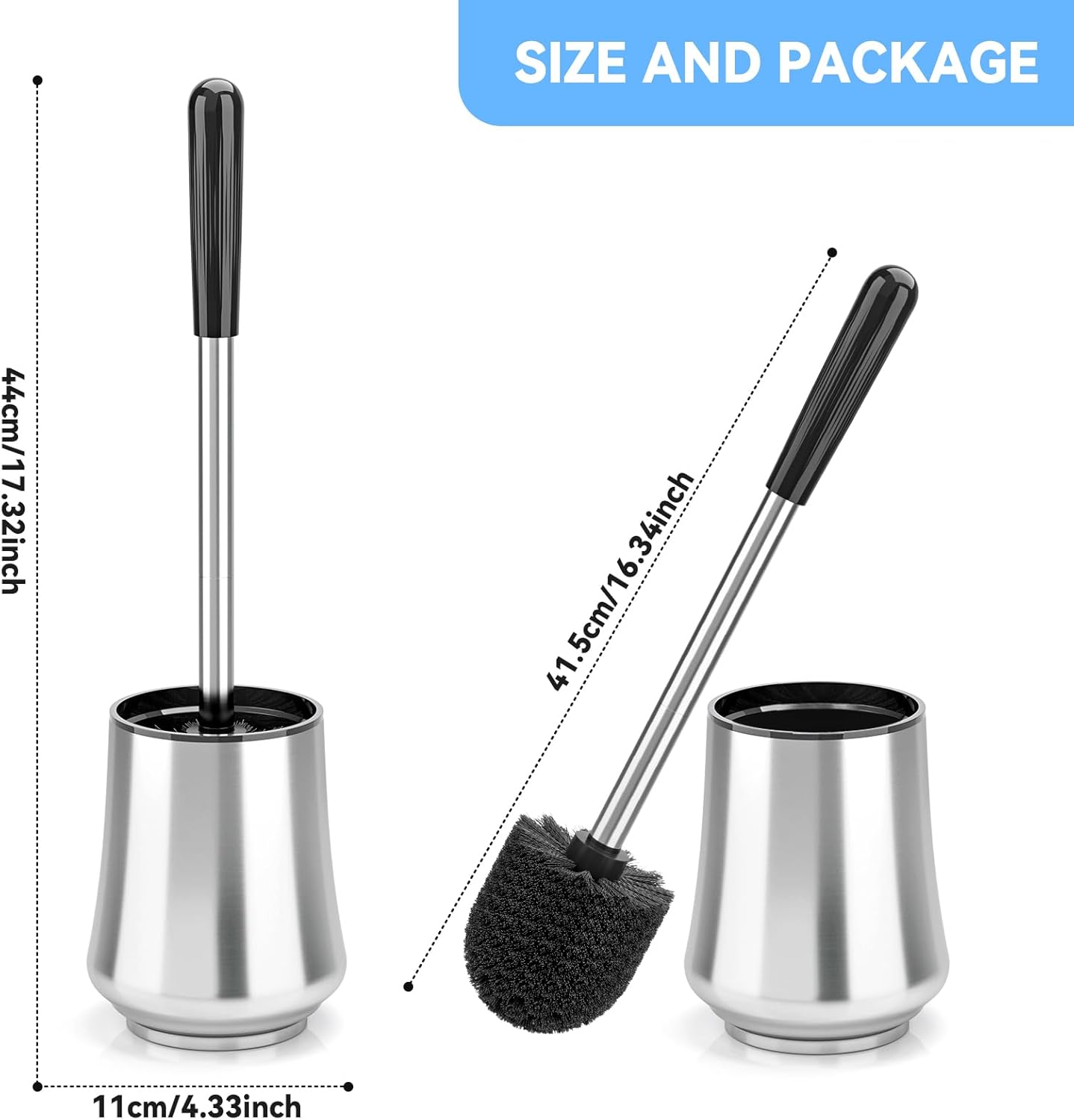 Stainless Steel Modern Style Toilet Brush and Holder Set