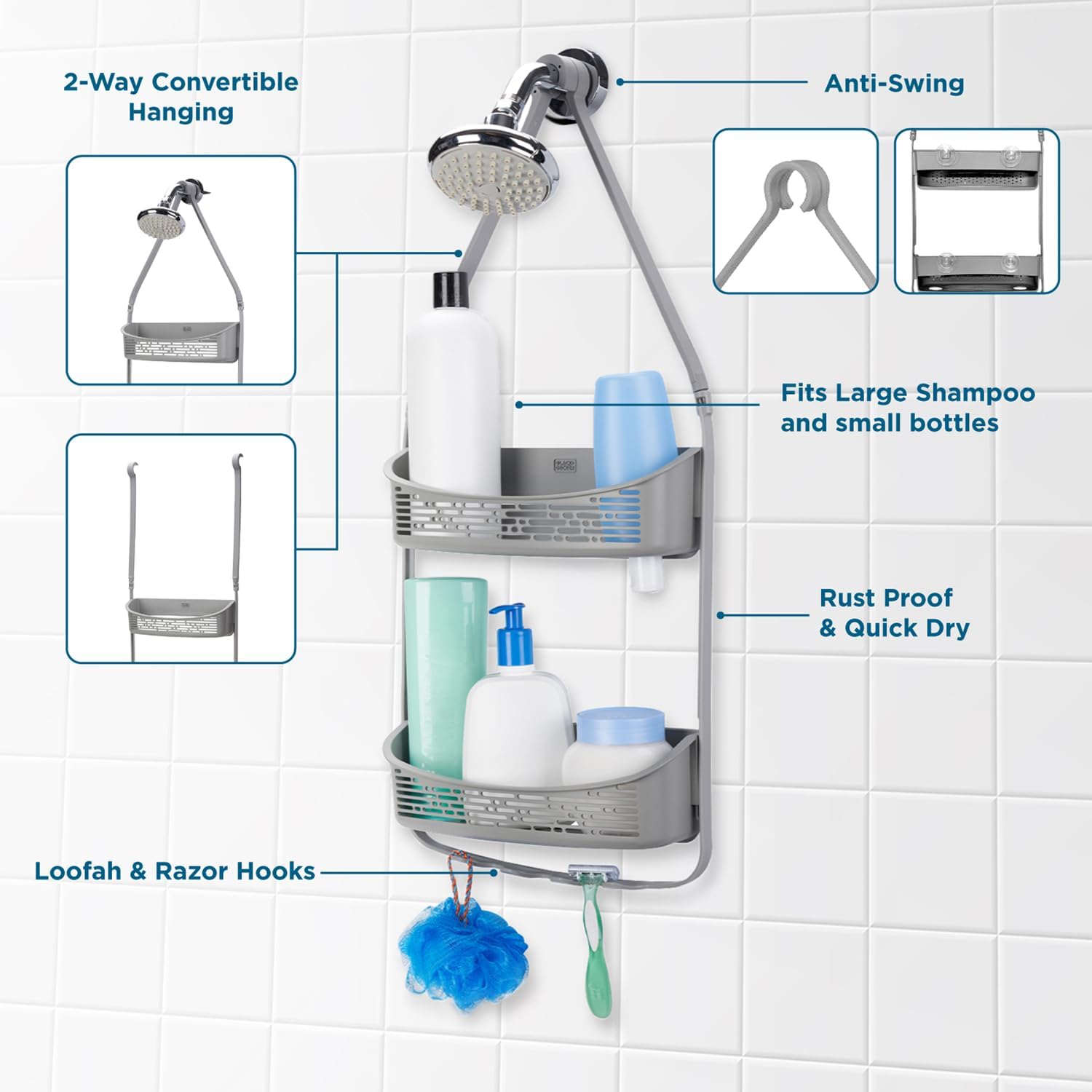 Space-saving shower organizer