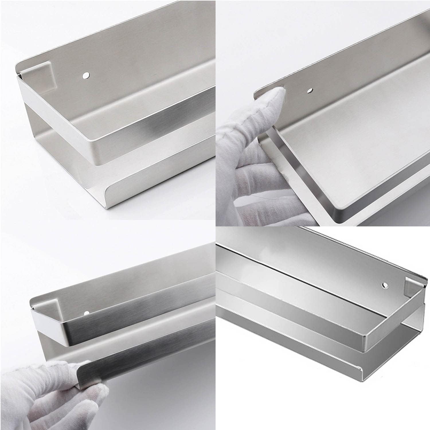 Stainless Steel Shower Caddy with Guard Rail 157 Inch Silver