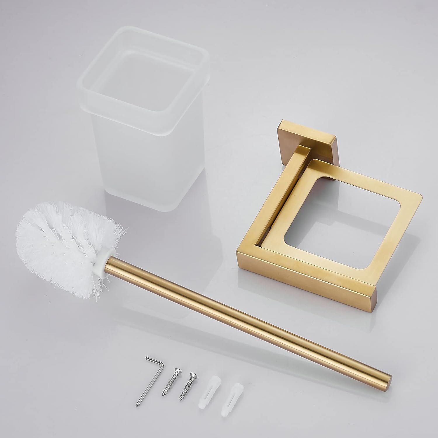 NEWRAINModern Wall-Mounted Toilet Brush Set with Gold Finish