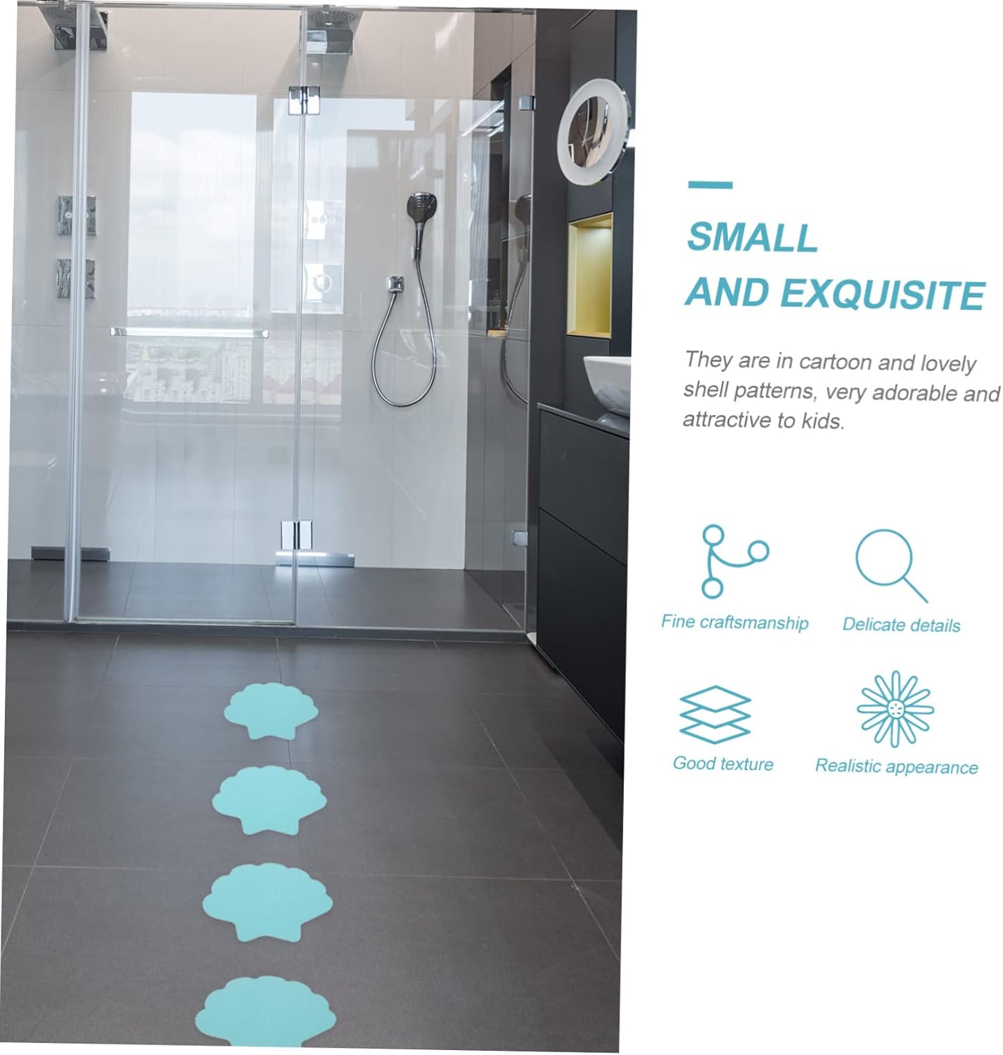 Safe Educational Bath Sticker for Kids OlarZ Shell Shape 3D elesigns