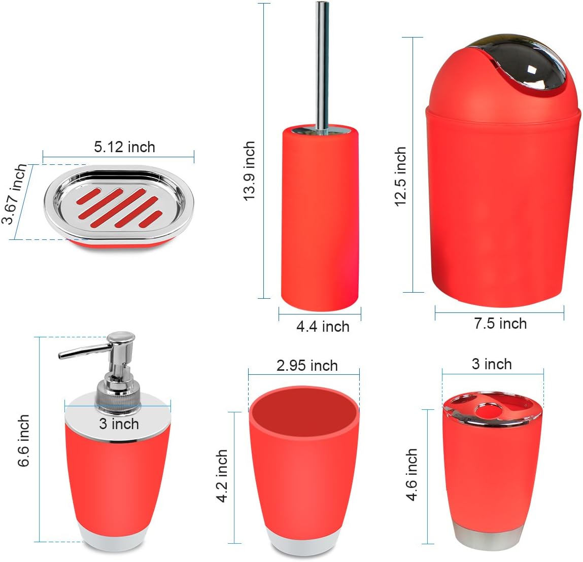 urate DAWANGSOLI Bathroom Accessories Set 6-Piece Gift Set - Red