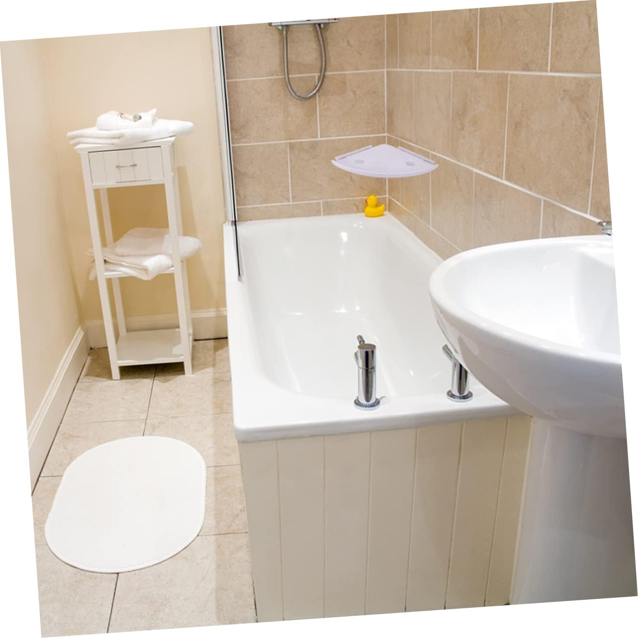 Zerodeko White Triangle Shower Shelf Sturdy Corner Storage Rack