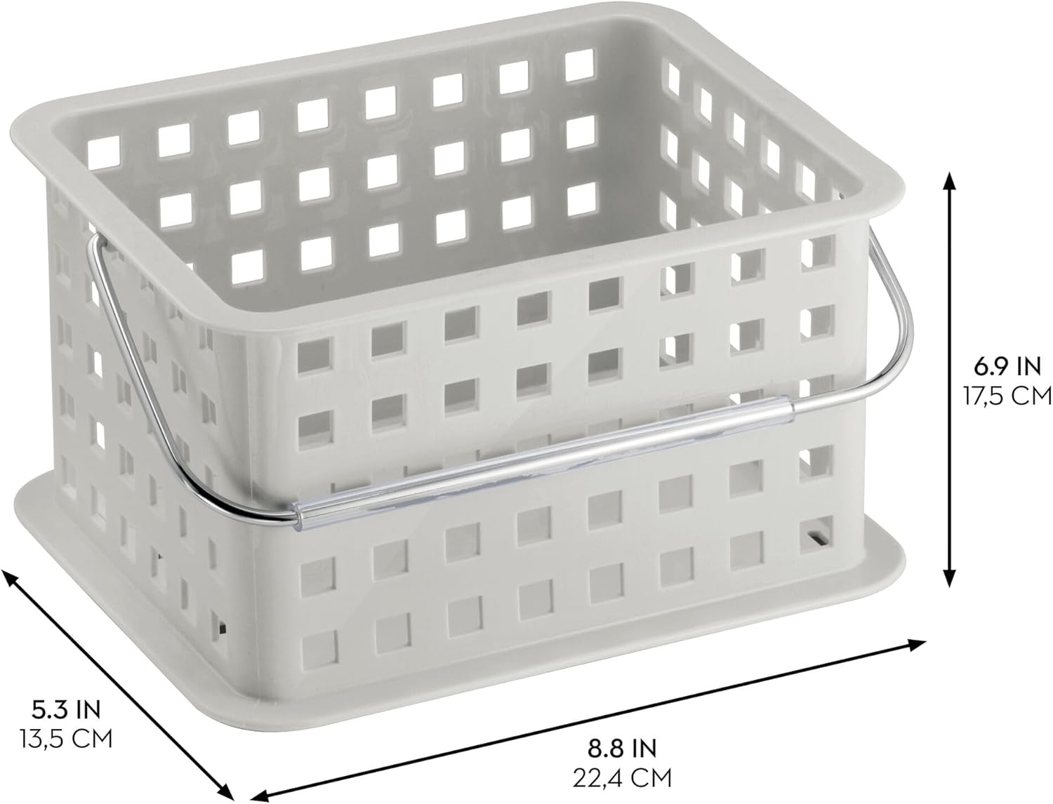 iDesign i-Handle Shower Caddy with Light Gray Made in USA