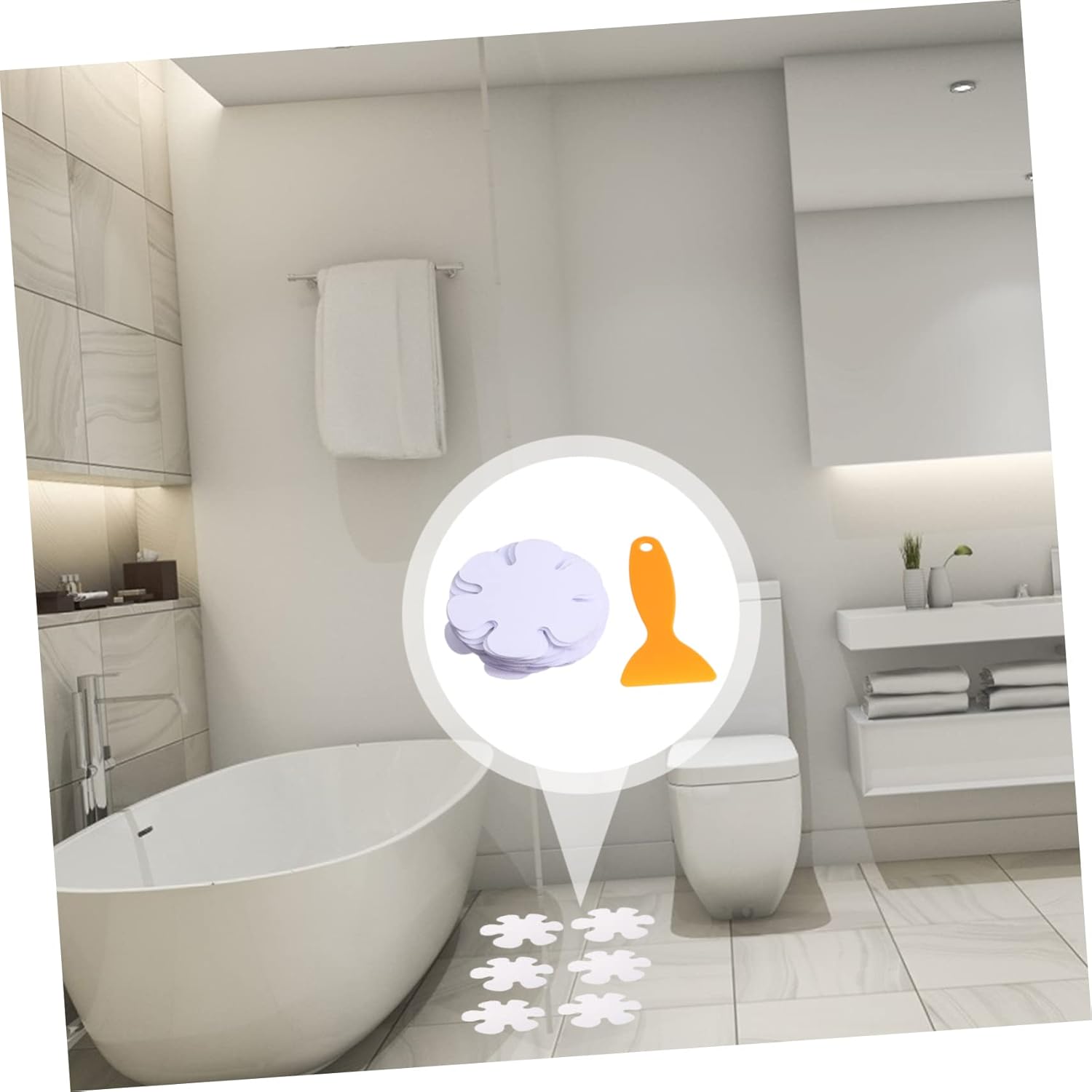 HOOTNEE Bathtub Mat Flower Design Non-Slip Peva Sticker