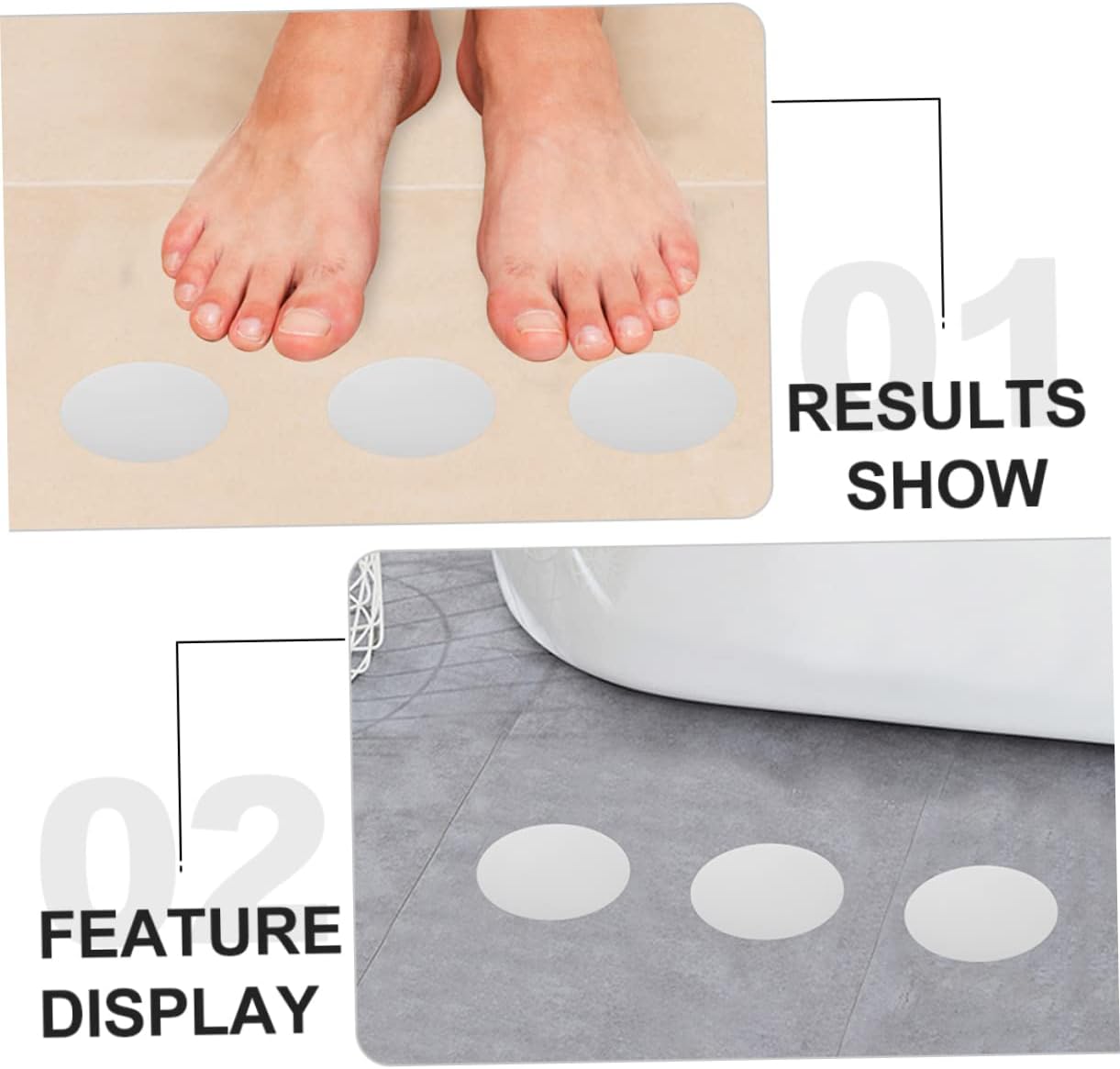 20pcs Non-Slip Bath Stickers Transparent Stick-Free Relax for Bathroom Kitchen