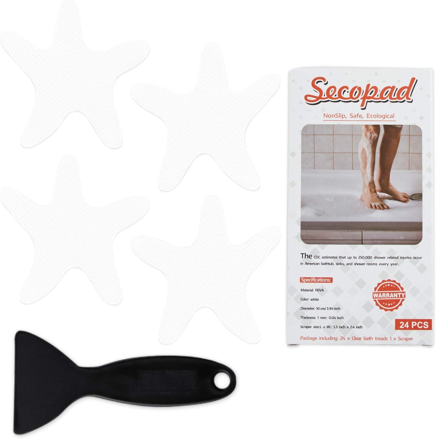 Anti-Slip bathtub Stickers - 24pcs White