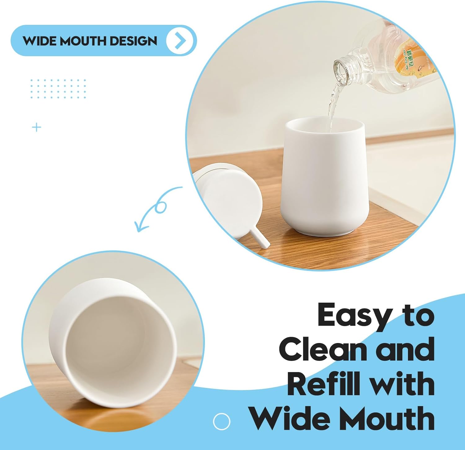 Matte White 2-Piece Bathroom Accessories Set Plastic Soap Dispenser Toothbrush Holder