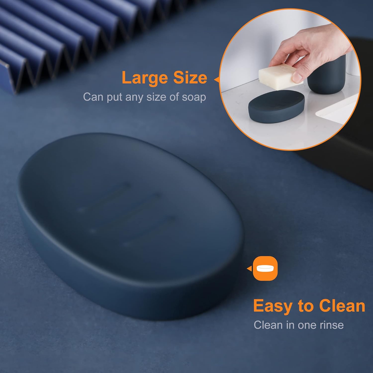 Blue Ceramic Bathroom Accessory Set 4 Pieces