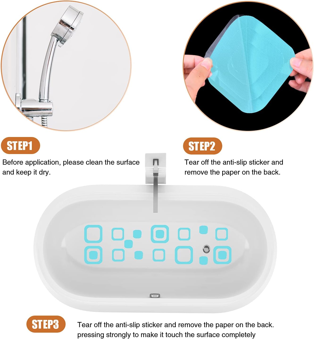 Non-Slip Bathtub Stickers 72PCS Safety Treads Adhesive Decals