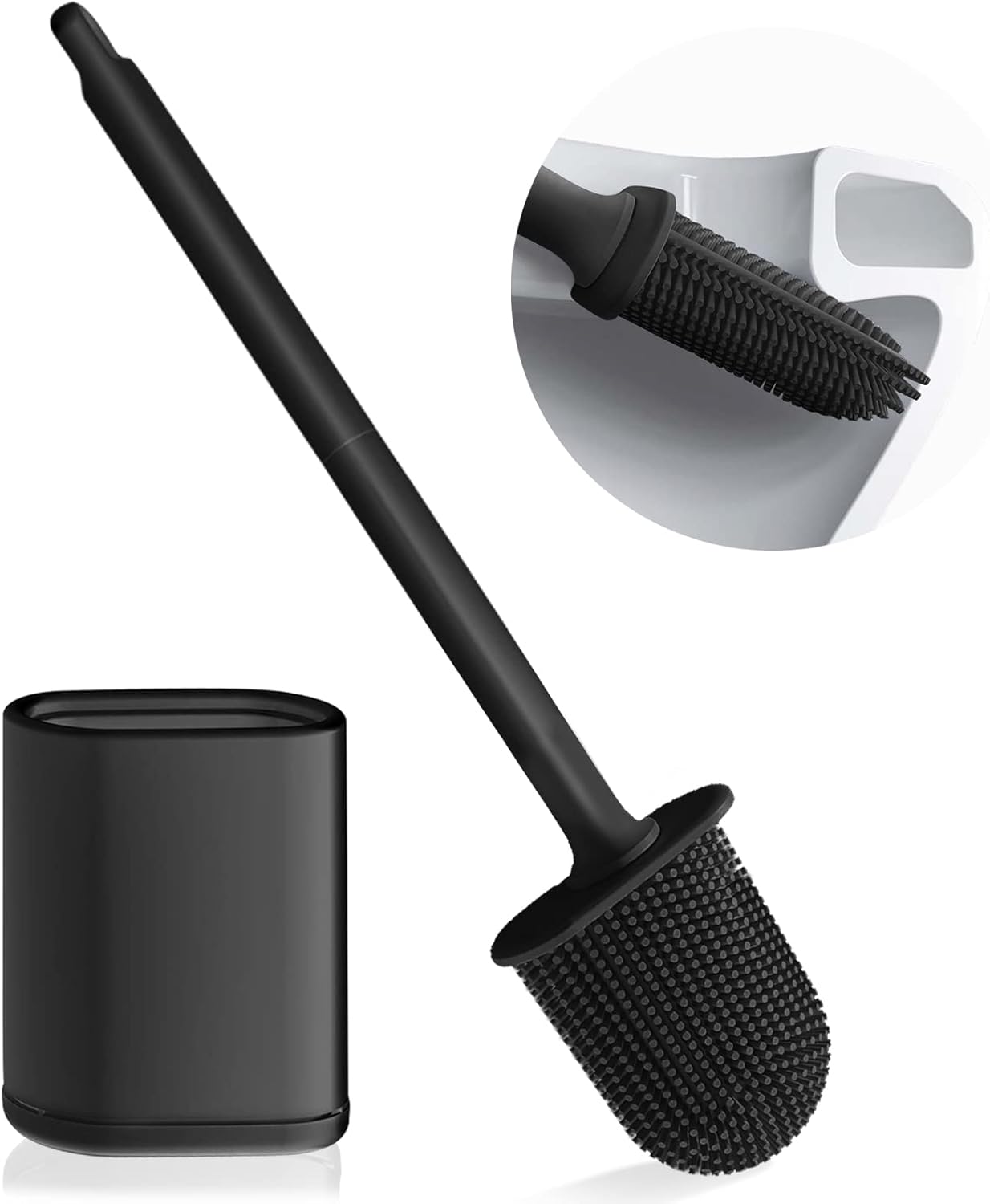 Micacorn Toilet Brush Set - TPR Bristles Wall Mounted Space-saving