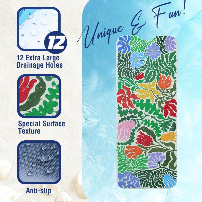 Denifeiya Plant Bathtub Mat for Kids Non-Slip Anti-Slip