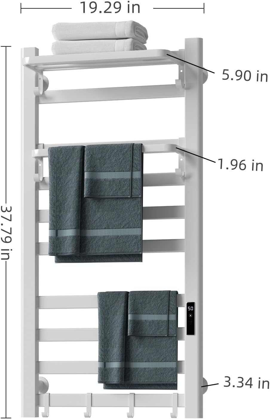 Electric Towel Warmer with Timer and Top Shelf