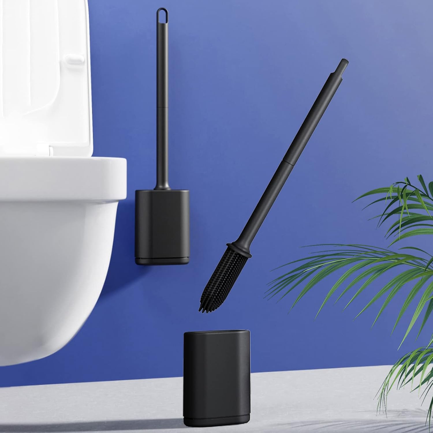Micacorn Toilet Brush Set - TPR Bristles Wall Mounted Space-saving