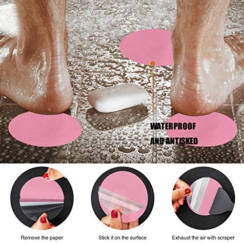 Non-Slip Bathtub Stickers 24PCS Pink Safety Treads