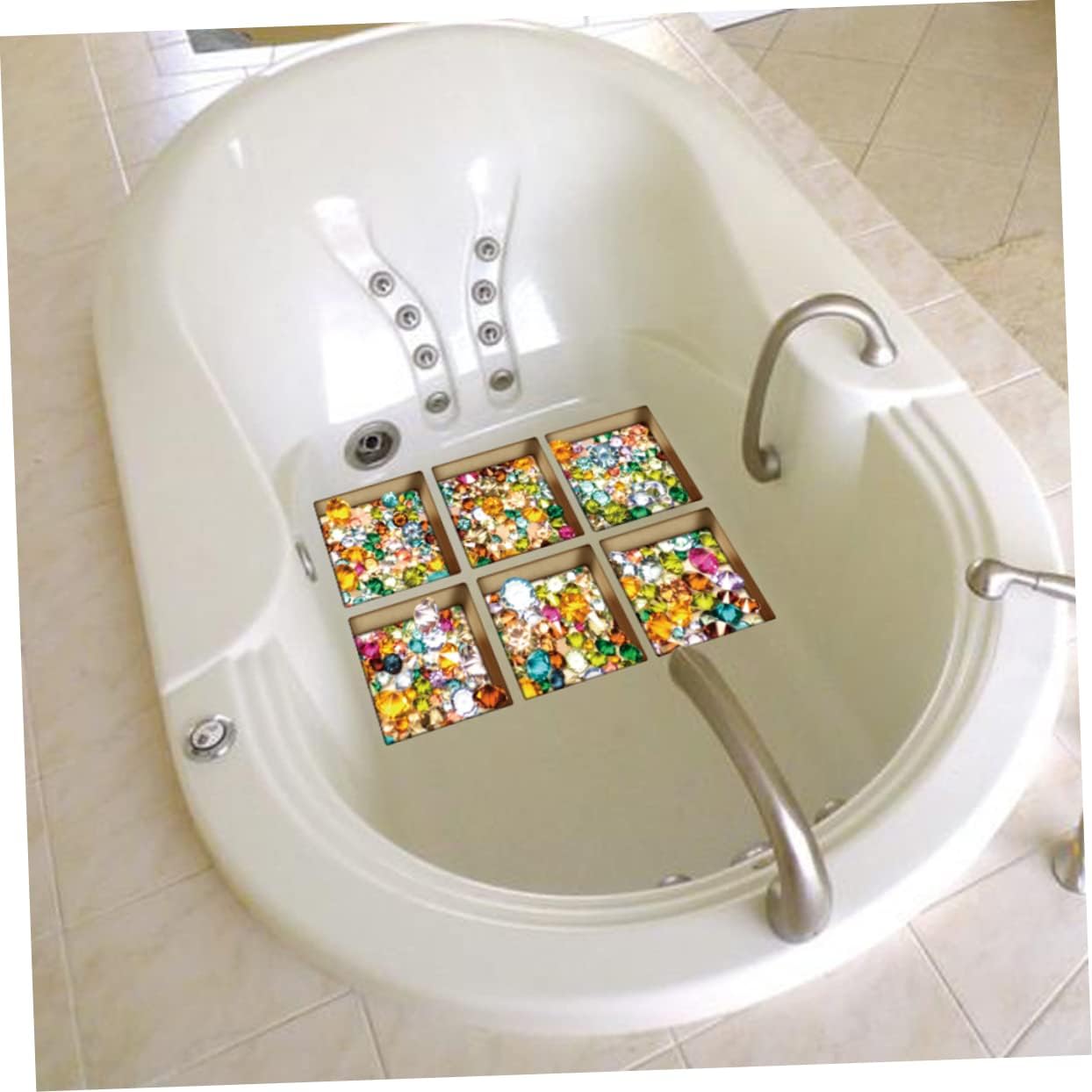 Non-Slip Bathtub Stickers 6 Pack 3D Design Removable Decals