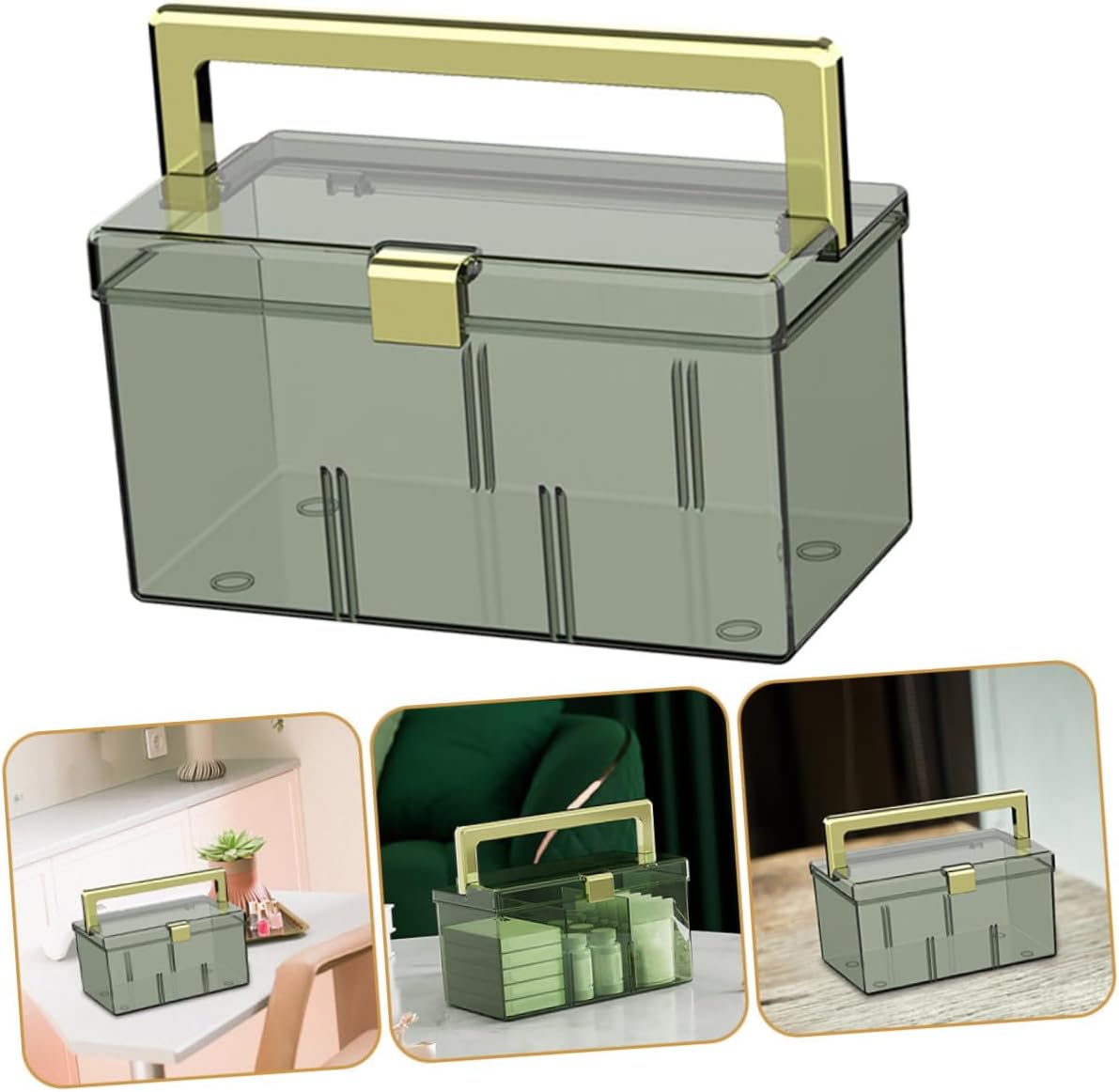 Portable Medicine Cabinet with Handle and Lid Storage Organizer