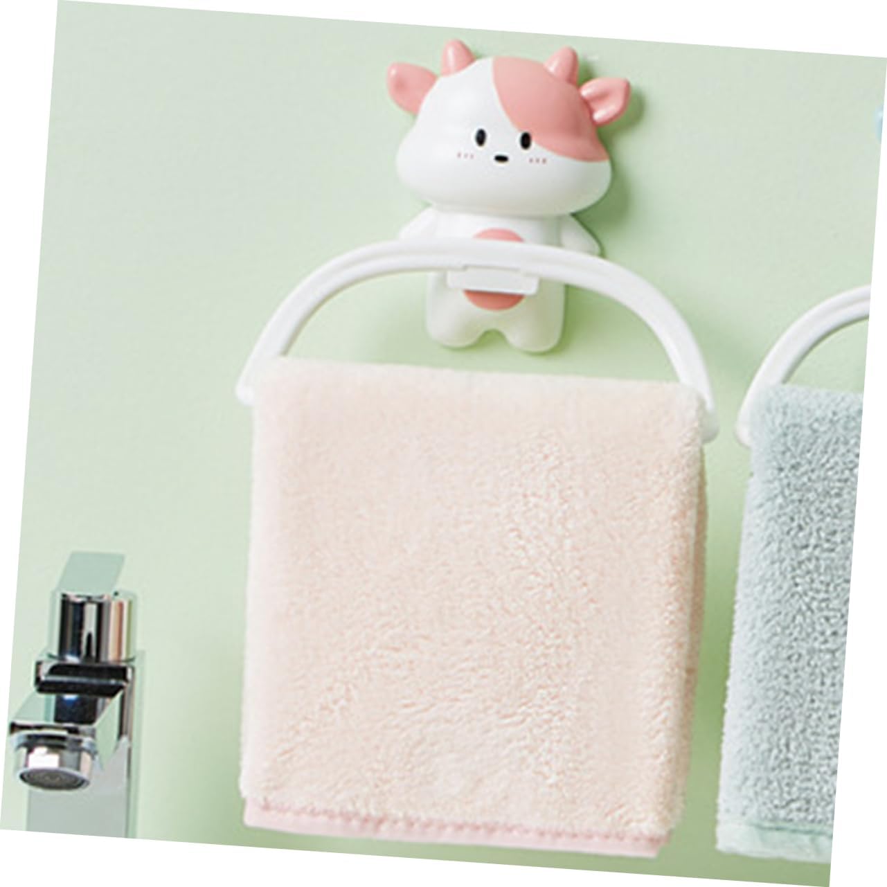 Cartoon Cow Wall Mounted Towel Rack No Drill Suction Cup Holder