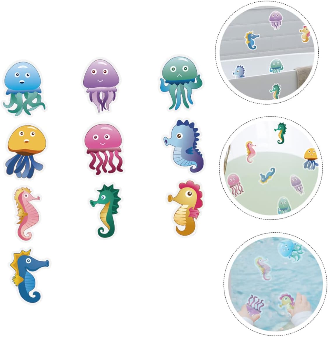 Ciieeo 10pcs Cartoon Bathtub Stickers for Bathroom Decoration