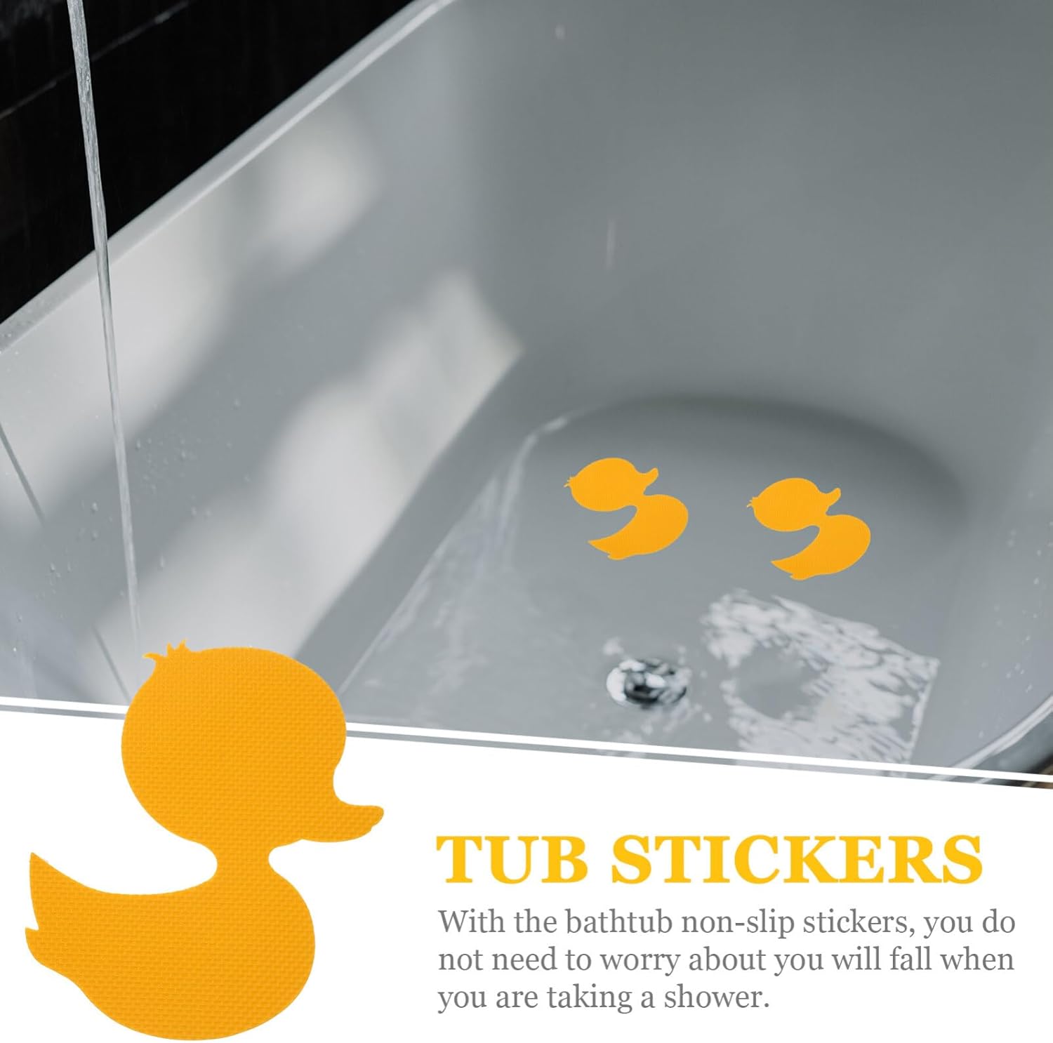 12-Piece Nonslip Bathtub Stickers Duck Shape Yellow Safety Anti-Slip