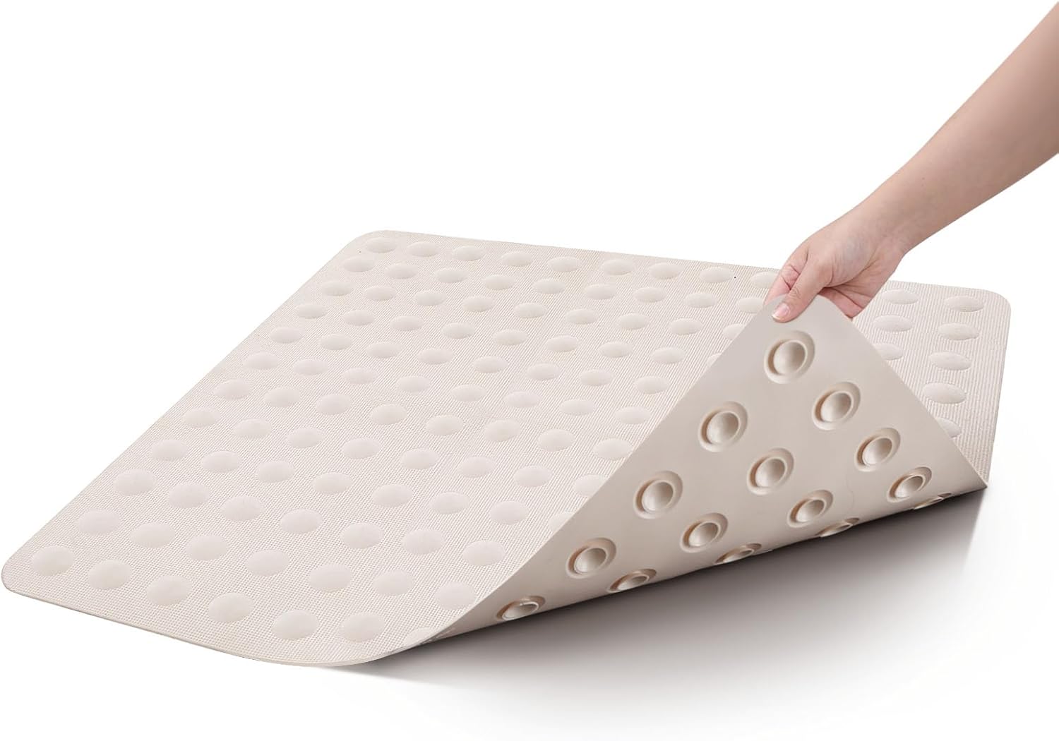 Non-Slip Beige Shower Mat for Safe Bathroom Use