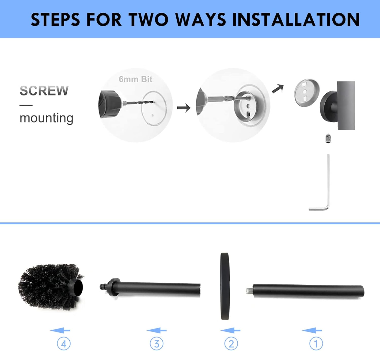 Wall-Mountable Toilet Brush Holder Stainless Steel