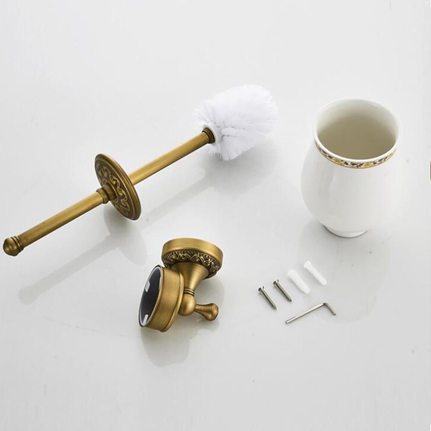 PEONYBATH Antique Bronze Toiletd Brush with Holder